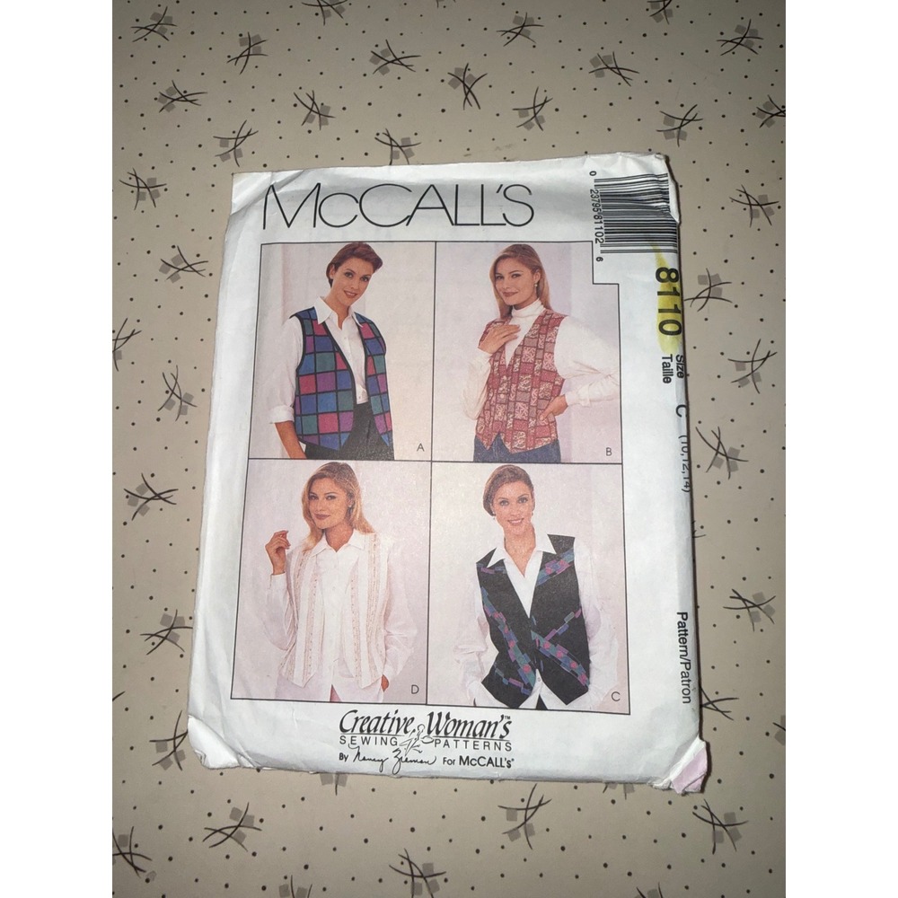 McCall's 8110 Nancy Zieman Creative Woman Vests and Shirt Pattern‎ Size 10-14